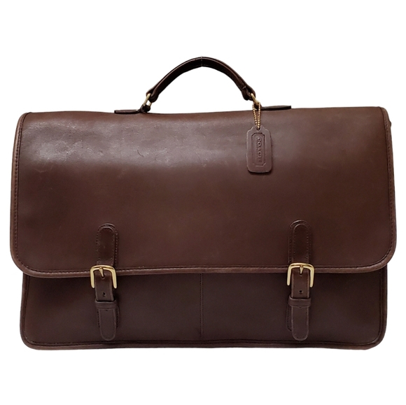 COACH Vintage Full Grain Leather Briefcase in Milk Chocolate Brown #103-2132 - Picture 1 of 8